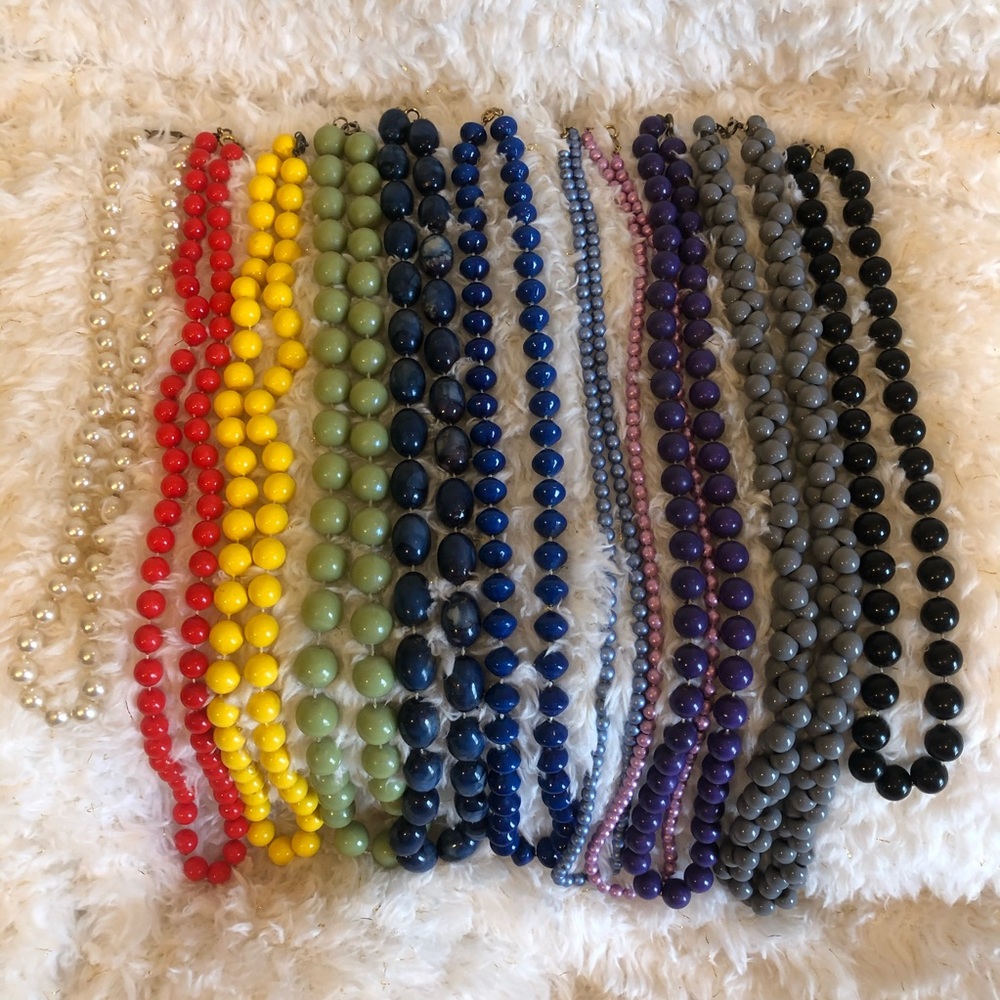 Set of 11 bead necklaces